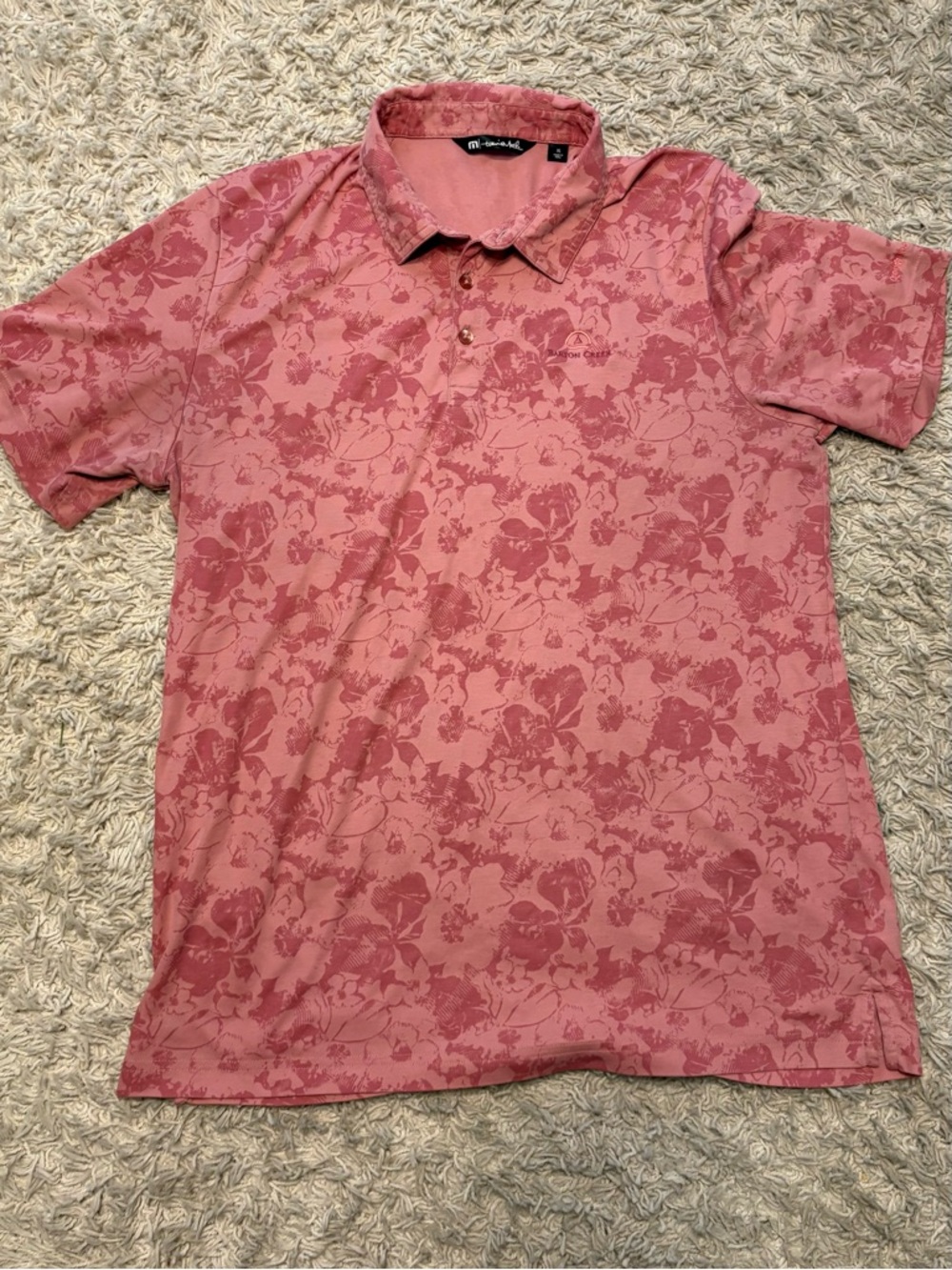 Travis Mathew Pink Floral Short Sleeve Polo